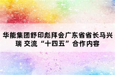 华能集团舒印彪拜会广东省省长马兴瑞 交流“十四五”合作内容